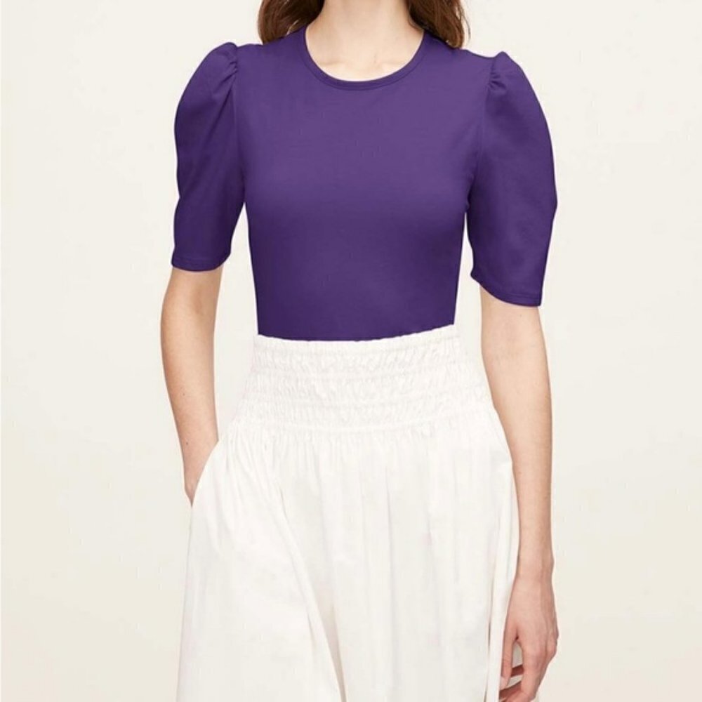 NEW Rebecca Taylor Purple A-line Puff Sleeves T-shirt US S